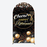 Aperturee - Aperturee Black Glitter Balloon Cheers Retirement Arch Backdrop